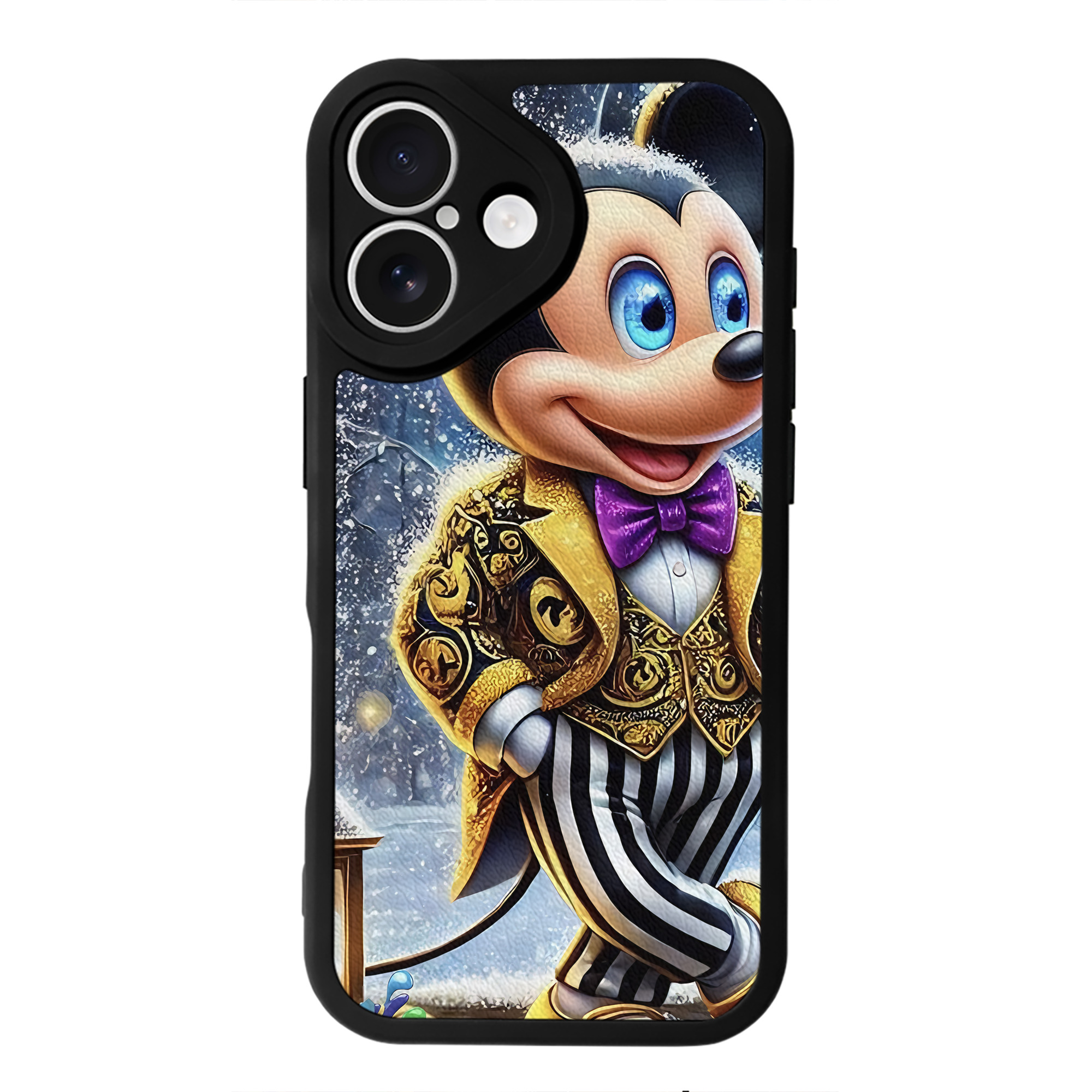（画像用） ミッキーマウス Mickey Mouse 【iPhone 16シリーズ対応】シリコンスマホケース（レザー調） 材質：シリコン